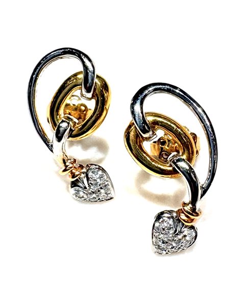 Ohrringe Sommer Dame Anni '80 in Gold Diamante 0.19 Ct CUORI DIA CT 0.19 G/VS - CUORI DIA CT 0.19 G/VS